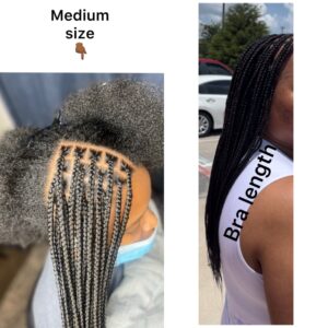 Medium Knotless braids midback length